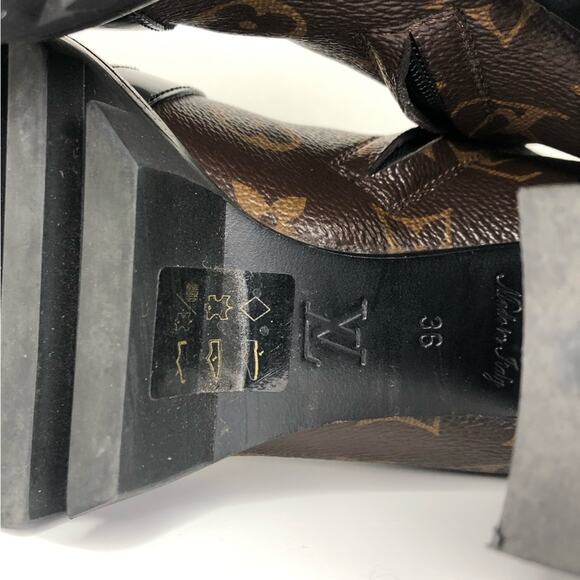 Louis Vuitton Star Trail Monogram LV Logo Leather Platform Lace Up Booties 36 - Picture 9 of 11